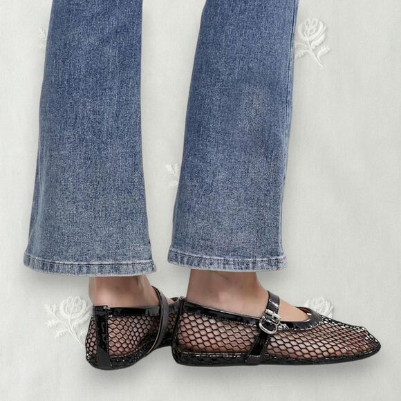 Adoli Love NEW IN BOX Black Mesh Ballerina Ballet Open Crochet Shoes US 8 - Picture 1 of 6